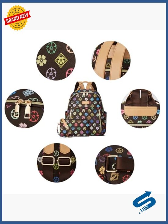 Mini Backpack Purse for Women, Travel Daypack Handbag Casual Backpack 2pcs Set